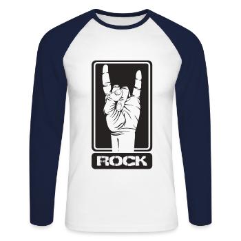Musik Rock - Unisex Baseballshirt langarm - Weiß/Navy - Vorne - Nik (191cm)
