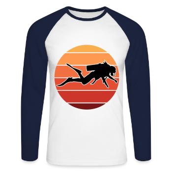 Plongée en Egypte Coraux - T-shirt baseball manches longues Homme - blanc/marine - Devant - Nik (191cm)