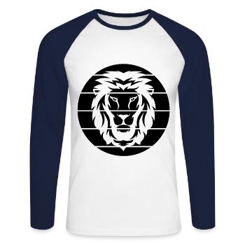 Chef Lion Tête de Lion Coeur de Lion - T-shirt baseball manches longues Homme - blanc/marine - Devant - Nik (191cm)