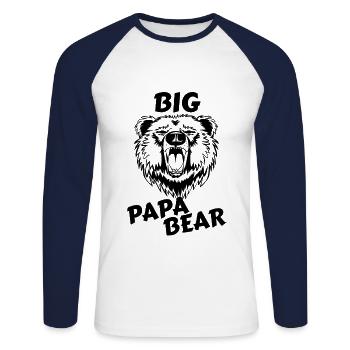 Grand papa ours - T-shirt baseball manches longues Homme - blanc/marine - Devant - Nik (191cm)