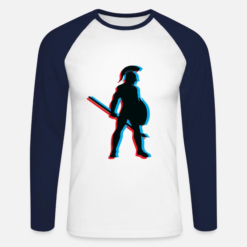 3D Gladiator Kämpfen - Unisex Baseballshirt langarm - Weiß/Navy