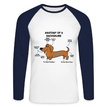 Anatomie Eines Dackel - Unisex Baseballshirt langarm - Weiß/Navy - Vorne - Nik (191cm)