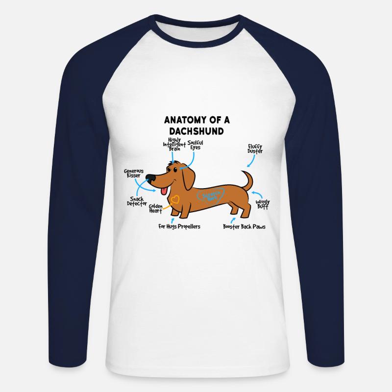 Anatomie Eines Dackel - Unisex Baseballshirt langarm - Weiß/Navy