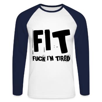 Fit Drôle - T-shirt baseball manches longues Homme - blanc/marine - Devant - Nik (191cm)
