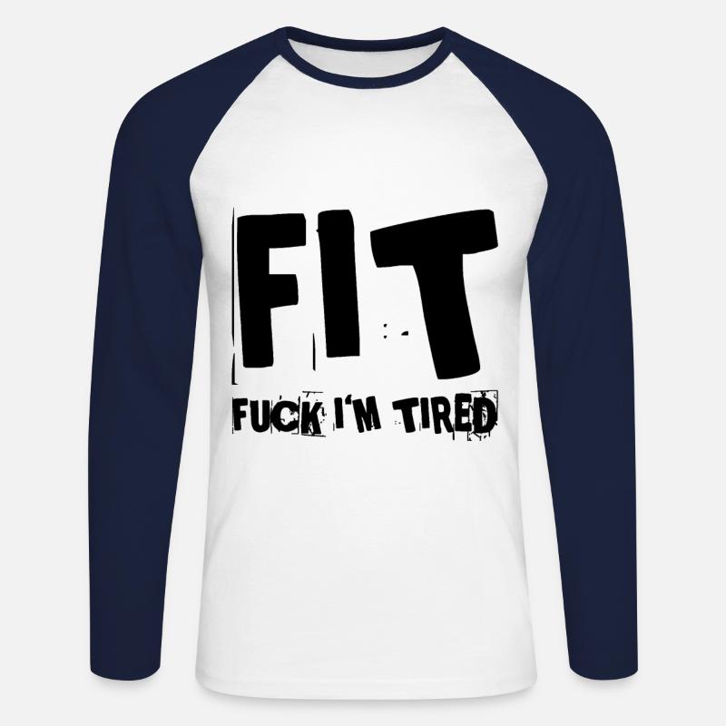 Fit Lustig - Unisex Baseballshirt langarm - Weiß/Navy