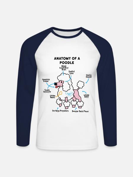 Anatomie Eines Pudel - Unisex Baseballshirt langarm - Weiß/Navy
