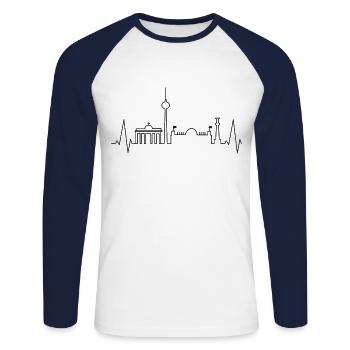 Berlin Herzschlag - Unisex Baseballshirt langarm - Weiß/Navy - Vorne - Nik (191cm)