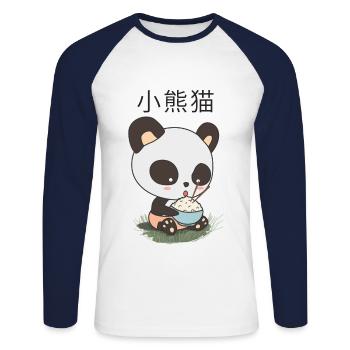 Panda Riz - T-shirt baseball manches longues Homme - blanc/marine - Devant - Nik (191cm)