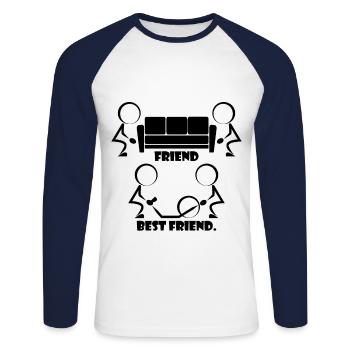 Beste Freunde - Unisex Baseballshirt langarm - Weiß/Navy - Vorne - Nik (191cm)