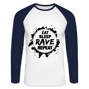 Rave - Unisex Long Sleeve Baseball T-Shirt - white/navy - Front - Nik (191cm)
