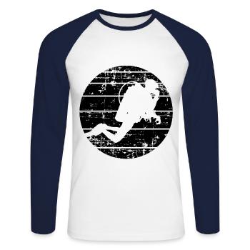 Plongeurs - T-shirt baseball manches longues Homme - blanc/marine - Devant - Nik (191cm)