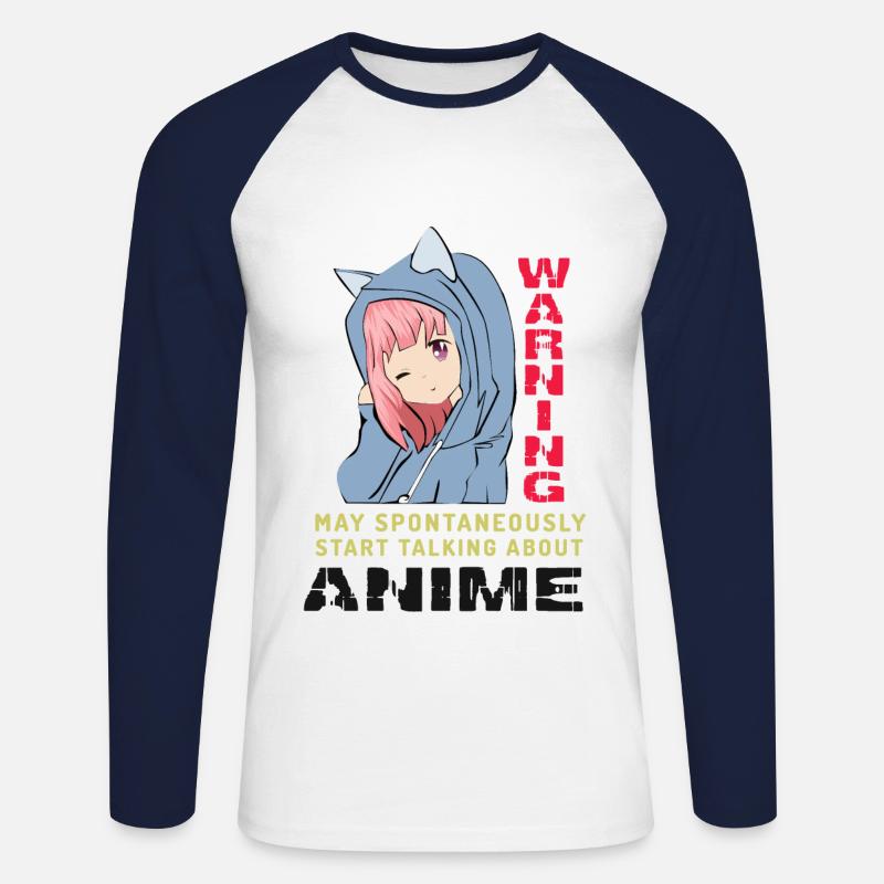 Anime Chat Witzig - Unisex Baseballshirt langarm - Weiß/Navy