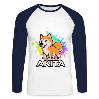 Akita - Unisex Long Sleeve Baseball T-Shirt - white/navy - Front - Nik (191cm)