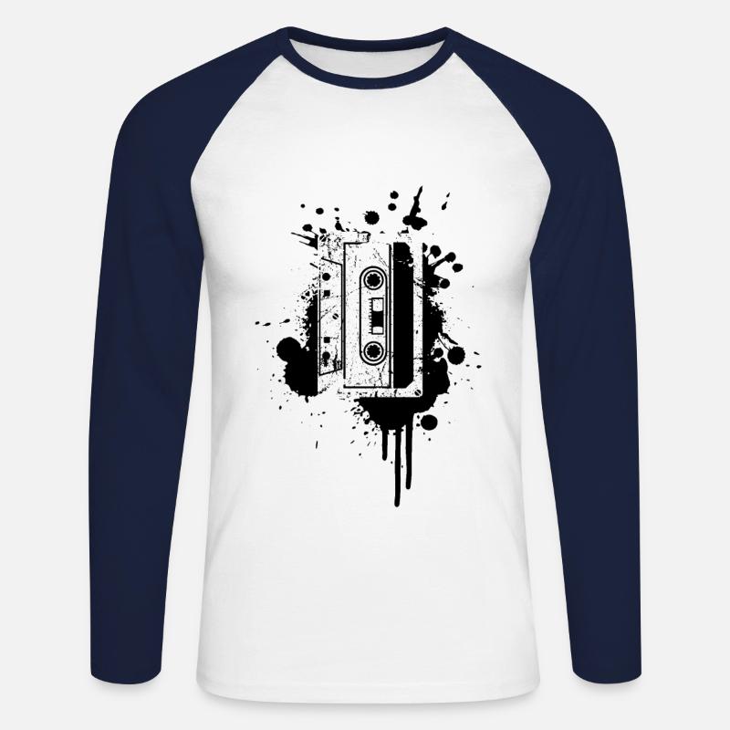 VHS Kassette - Unisex Baseballshirt langarm - Weiß/Navy
