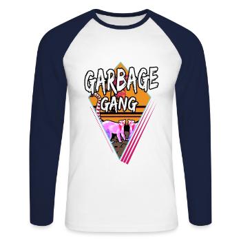 Garbage Gang - Unisex Baseballshirt langarm - Weiß/Navy - Vorne - Nik (191cm)