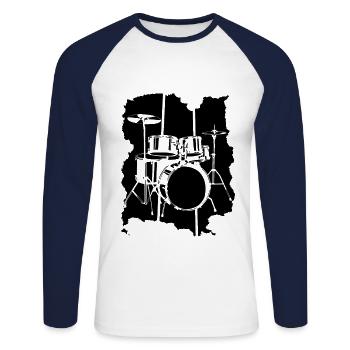 Batteur - T-shirt baseball manches longues Homme - blanc/marine - Devant - Nik (191cm)