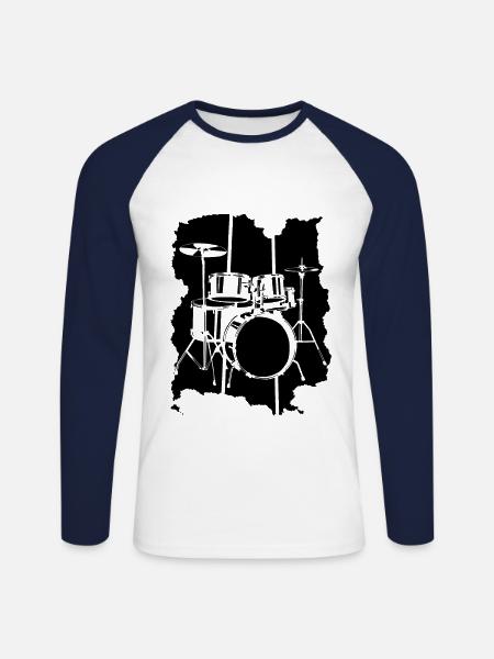 drummer - Unisex Long Sleeve Baseball T-Shirt - white/navy