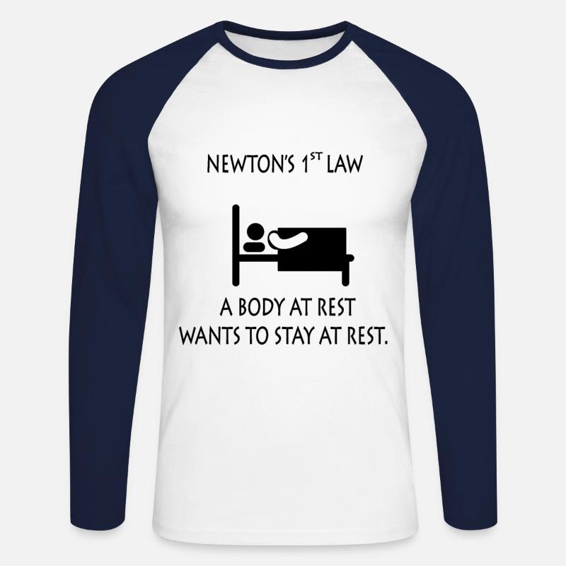 Newtons Erstes Gesetz - Unisex Baseballshirt langarm - Weiß/Navy