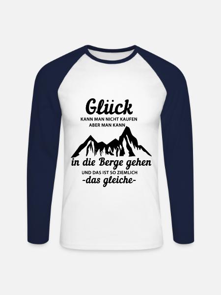 Glück Berge - Unisex Baseballshirt langarm - Weiß/Navy