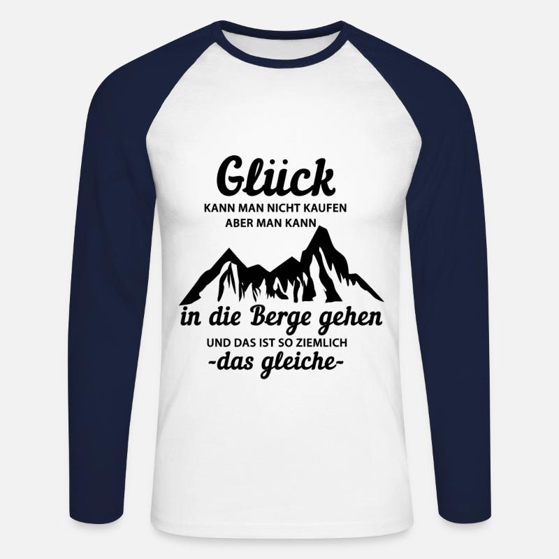 Glück Berge - Unisex Baseballshirt langarm - Weiß/Navy