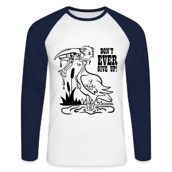 Gib Niemals Auf - Unisex Baseballshirt langarm - Weiß/Navy - Vorne - Nik (191cm)