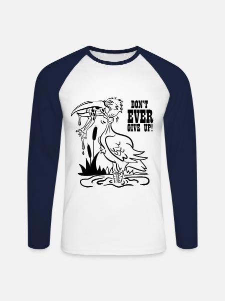 Ne jamais abandonner - T-shirt baseball manches longues Homme - blanc/marine