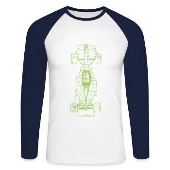 Formule de sport automobile - T-shirt baseball manches longues Homme - blanc/marine - Devant - Nik (191cm)