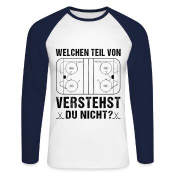 Eishockey Lustig - Unisex Baseballshirt langarm - Weiß/Navy - Vorne - Nik (191cm)
