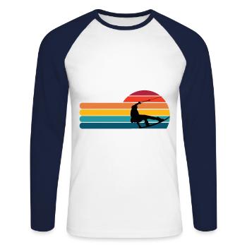 Silhouette de wakeboard - T-shirt baseball manches longues Homme - blanc/marine - Devant - Nik (191cm)