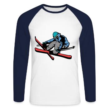 skieur - T-shirt baseball manches longues Homme - blanc/marine - Devant - Nik (191cm)