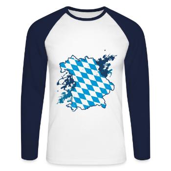 Bavière - T-shirt baseball manches longues Homme - blanc/marine - Devant - Nik (191cm)