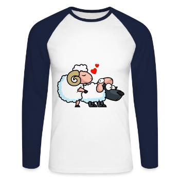 Wolf Sheep Love Funny - Unisex Long Sleeve Baseball T-Shirt - white/navy - Front - Nik (191cm)