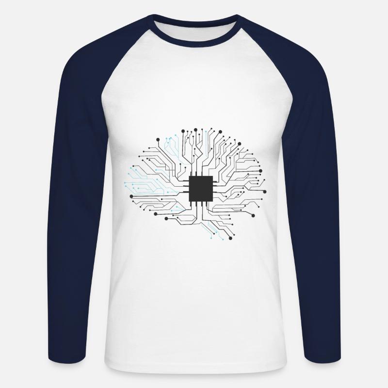 Chip Technik Programmierer - Unisex Baseballshirt langarm - Weiß/Navy