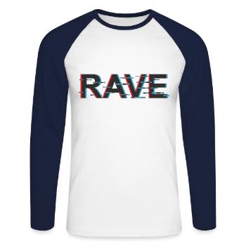 Rave - Unisex Baseballshirt langarm - Weiß/Navy - Vorne - Nik (191cm)