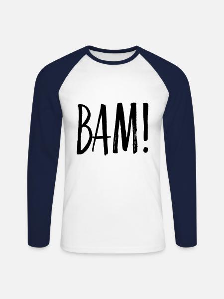 BAM - Unisex Long Sleeve Baseball T-Shirt - white/navy
