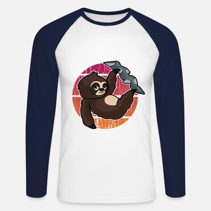 Faultier Kletter Team - Unisex Baseballshirt langarm - Weiß/Navy