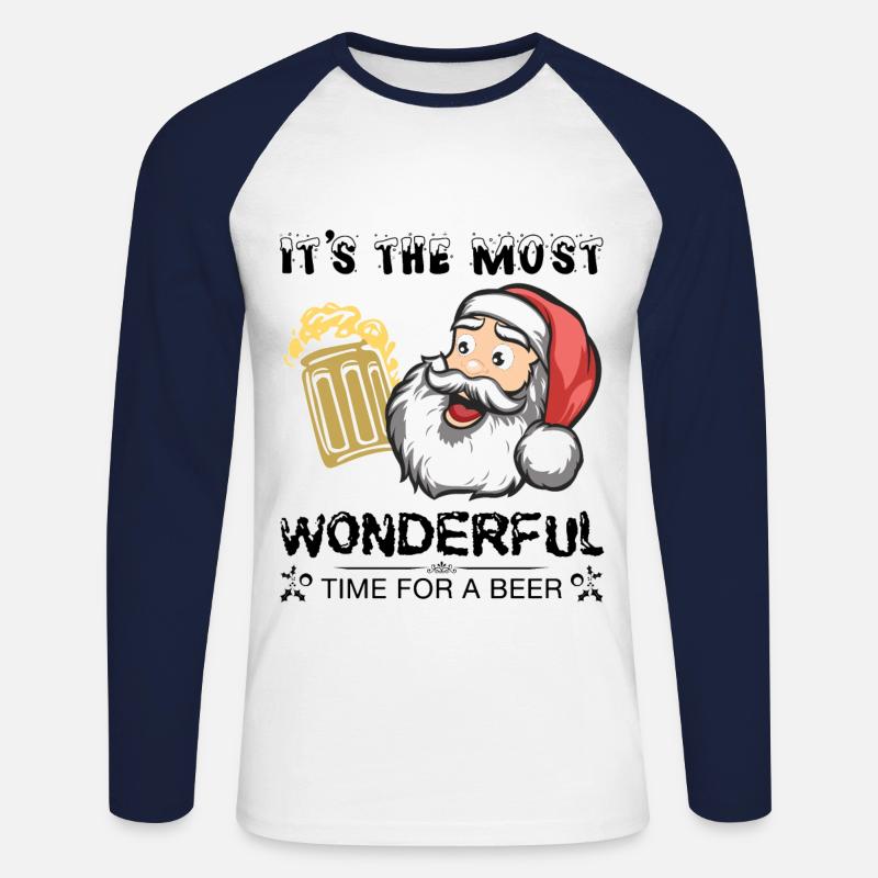 Weihnachten Bier - Unisex Baseballshirt langarm - Weiß/Navy