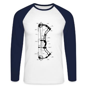 Arc et flèche - T-shirt baseball manches longues Homme - blanc/marine - Devant - Nik (191cm)
