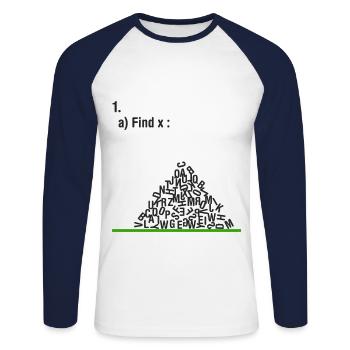 Find X Math Funny - Unisex Long Sleeve Baseball T-Shirt - white/navy - Front - Nik (191cm)