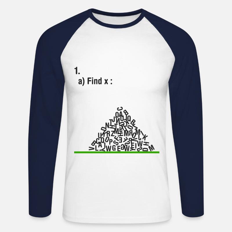 Finde X Mathe Lustig - Unisex Baseballshirt langarm - Weiß/Navy