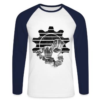 welder - Unisex Long Sleeve Baseball T-Shirt - white/navy - Front - Nik (191cm)