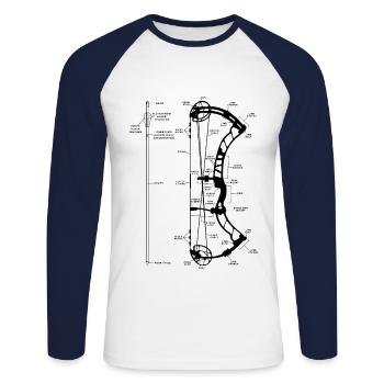 Flèche de tir à l'arc - T-shirt baseball manches longues Homme - blanc/marine - Devant - Nik (191cm)