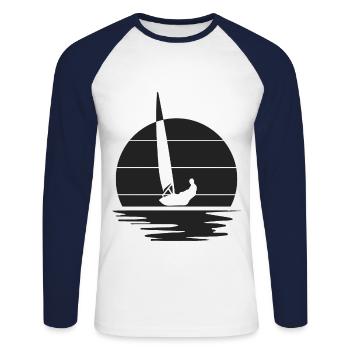 Sailors sailing - Unisex Long Sleeve Baseball T-Shirt - white/navy - Front - Nik (191cm)