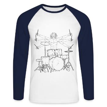 Groupe de batteurs de Vitruve - T-shirt baseball manches longues Homme - blanc/marine - Devant - Nik (191cm)
