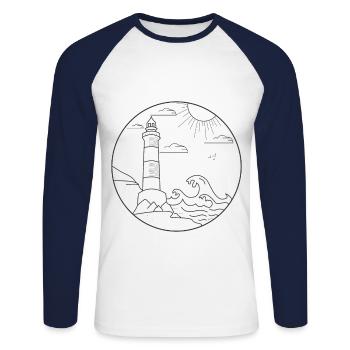 Leuchtturm - Unisex Baseballshirt langarm - Weiß/Navy - Vorne - Nik (191cm)