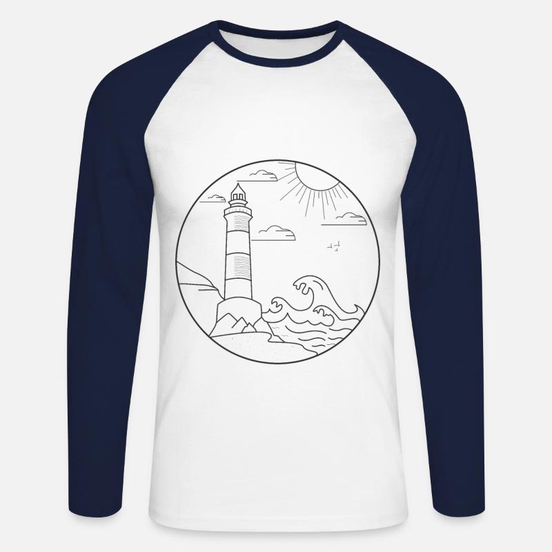 Leuchtturm - Unisex Baseballshirt langarm - Weiß/Navy