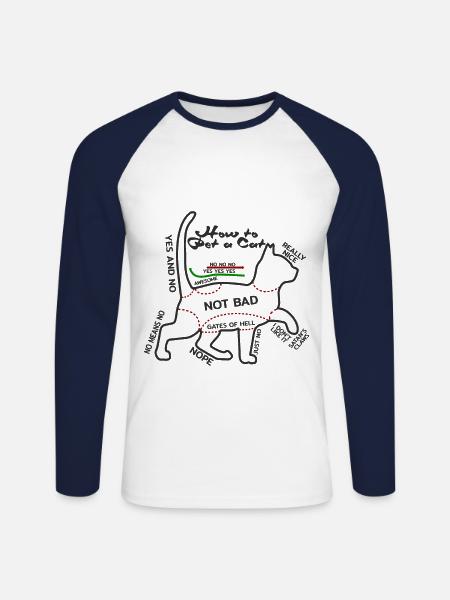 Caresser un chat - T-shirt baseball manches longues Homme - blanc/marine