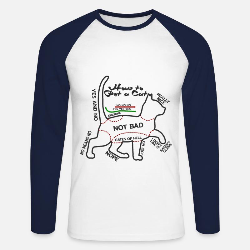 Eine Katze Streicheln - Unisex Baseballshirt langarm - Weiß/Navy