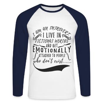 Introverti - T-shirt baseball manches longues Homme - blanc/marine - Devant - Nik (191cm)