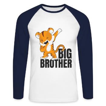 Großer Bruder - Unisex Baseballshirt langarm - Weiß/Navy - Vorne - Nik (191cm)